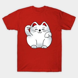 Right paw white sitting maneki neko lucky cat T-Shirt